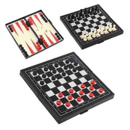 Jogo 3 em 1 imantado Xadrez Dama e Gamão - 2
