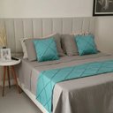 Ver imagem 2 de Peseira Drapeada Veludo Luxo 2,15x0,50m Dupla Face cama casal Tiffany