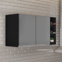 Ver imagem 2 de Armário de Cozinha Aéreo Califórnia 80cm e Nicho Garrafeiro 20cm Riad Preto Cinza - Lumil