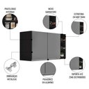 Ver imagem 3 de Armário de Cozinha Aéreo Califórnia 80cm e Nicho Garrafeiro 20cm Riad Preto Cinza - Lumil