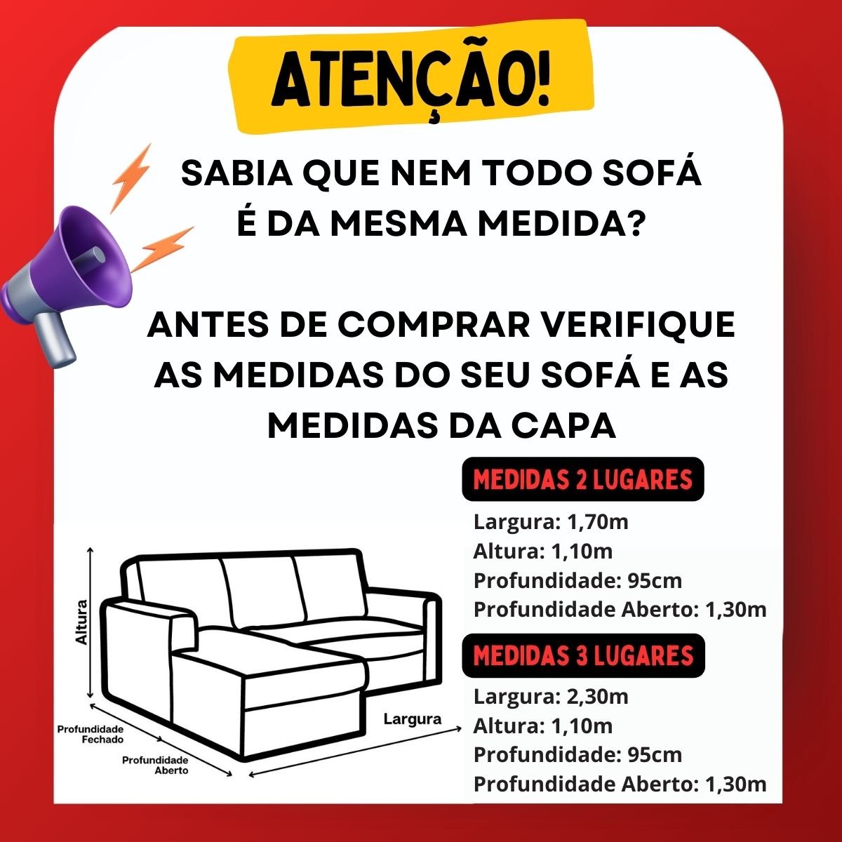 Capa para Sofá Retrátil Lara 2 Lugares 1,70m X 1,10m Resistente Elasticada Vermelha - 2