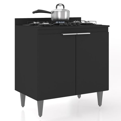 Balcão de Cozinha para Cooktop 80cm Pérola Z34 Preto - Mpozenato