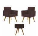 Ver imagem 1 de Kit de Poltronas Talita C/ Puff - Suede Marrom - Poltronas Decorativas