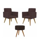 Ver imagem 1 de Kit de Poltronas Talita C/ Puff - Suede Marrom - Poltronas Decorativas