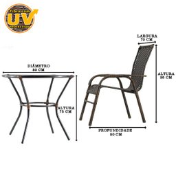 Conjunto 4 cadeiras Bela e Mesa Alta, para área, varanda, edícula, sacada, área Gourmet, fibra sinté - 2