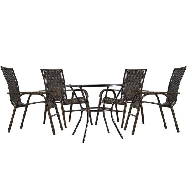 Conjunto 4 cadeiras Bela e Mesa Alta, para área, varanda, edícula, sacada, área Gourmet, fibra sinté - 1
