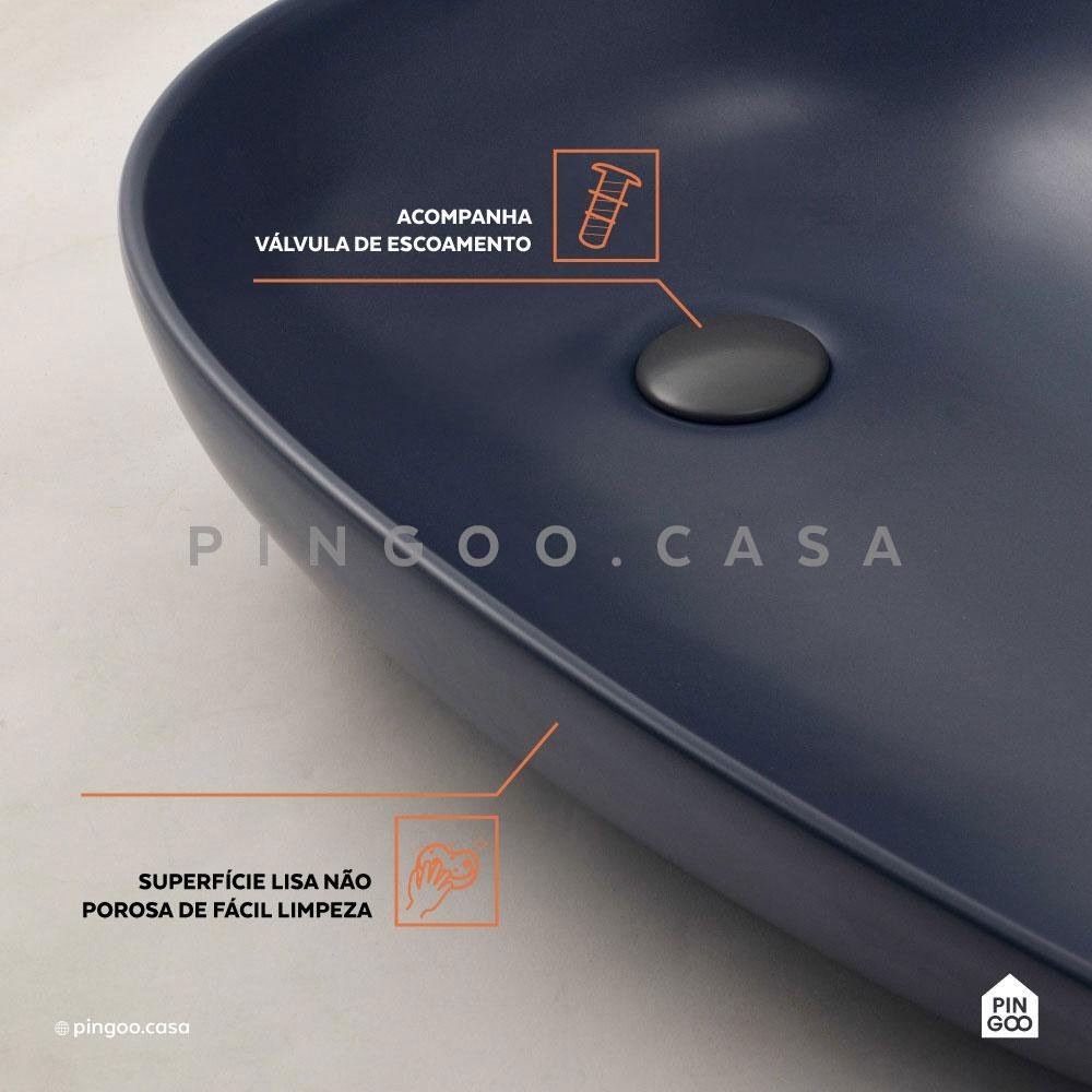 Cuba De Apoio Para Banheiro Gota Slim Louça Cerâmica 76,5 cm Pingoo.casa - Cinza Fosco - 4