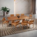 Ver imagem 1 de Sala de Jantar Mesa Noronha 220cm Madeira Tampo Barril Laminado com 8 Cadeiras Eva