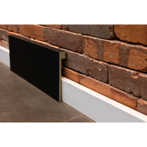 Rodapé de Sobrepor Preto Liso 12cm 7,36m MDF