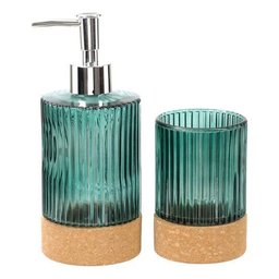 Kit Lavabo Porta Sabonete Líquido Vidro Banheiro Escova 029 - 1