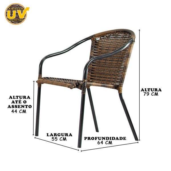 4 cadeiras Biquíni em Fibra Sintética Artesanal para Jardim, Edícula, Varanda, Terraço - Argila - 2