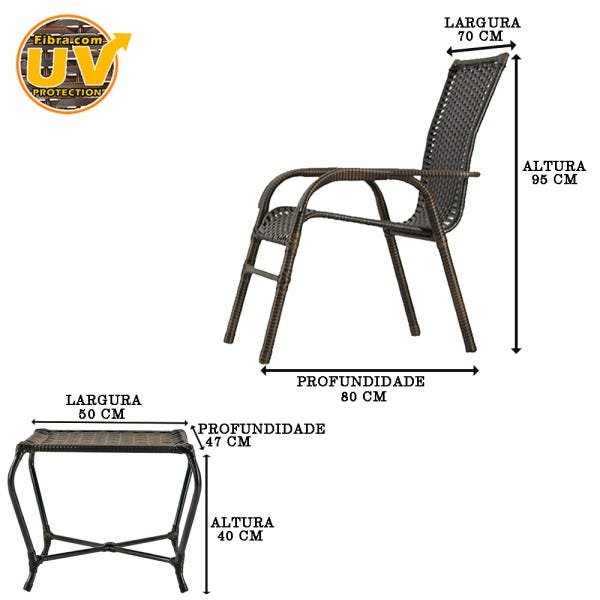 Conjunto 4 Cadeiras e Mesa de Centro Bela para Área Gourmet, Espaço de Descanso, Sacada - Pedra Ferr - 2