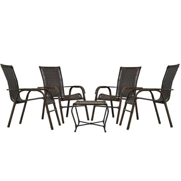 Conjunto 4 Cadeiras e Mesa de Centro Bela para Área Gourmet, Espaço de Descanso, Sacada - Pedra Ferr - 1