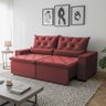 Sofá Retrátil Premium 150m em Suede Reclinável e com 2 Módulos Milão Terracota - 2
