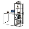 Mesa Escrivaninha Industrial Home Office Fit com 5 Prateleiras 130cm Preto e Branco - 2
