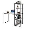 Mesa Escrivaninha Industrial Home Office Fit com 5 Prateleiras 130cm Preto e Branco - 4