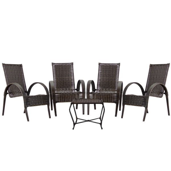 Conjunto área com 4 cadeiras e mesa de centro Napoly, edícula, varanda, sacada - vim/ fibra sintétic - 1