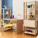 Ver imagem 1 de Conjunto Home Office Match c/ Escrivaninha e Estante Off White/Carvalho Artely