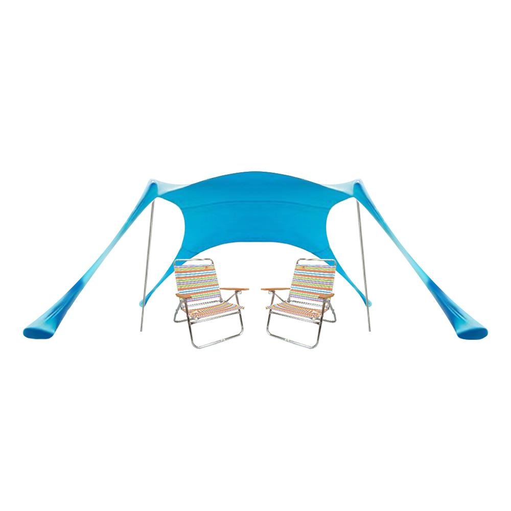 Tenda Gazebo Cobertura Sombra Para Praia Camping ou Áreas Externas Grande Tecido Azul Saro