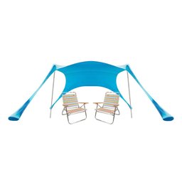 Tenda Gazebo Cobertura Sombra Para Praia Camping ou Áreas Externas Grande Tecido Azul Saro - 1
