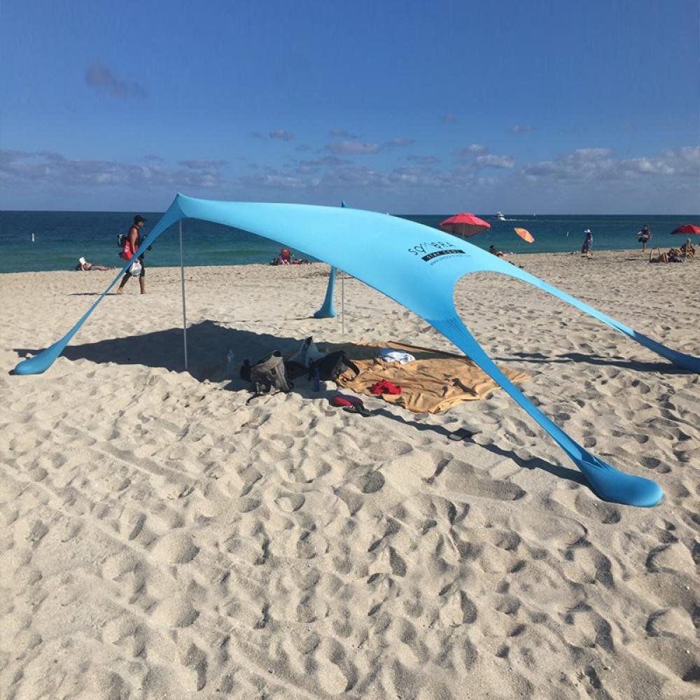 Tenda Gazebo Cobertura Sombra Para Praia Camping ou Áreas Externas Grande Tecido Azul Saro - 3