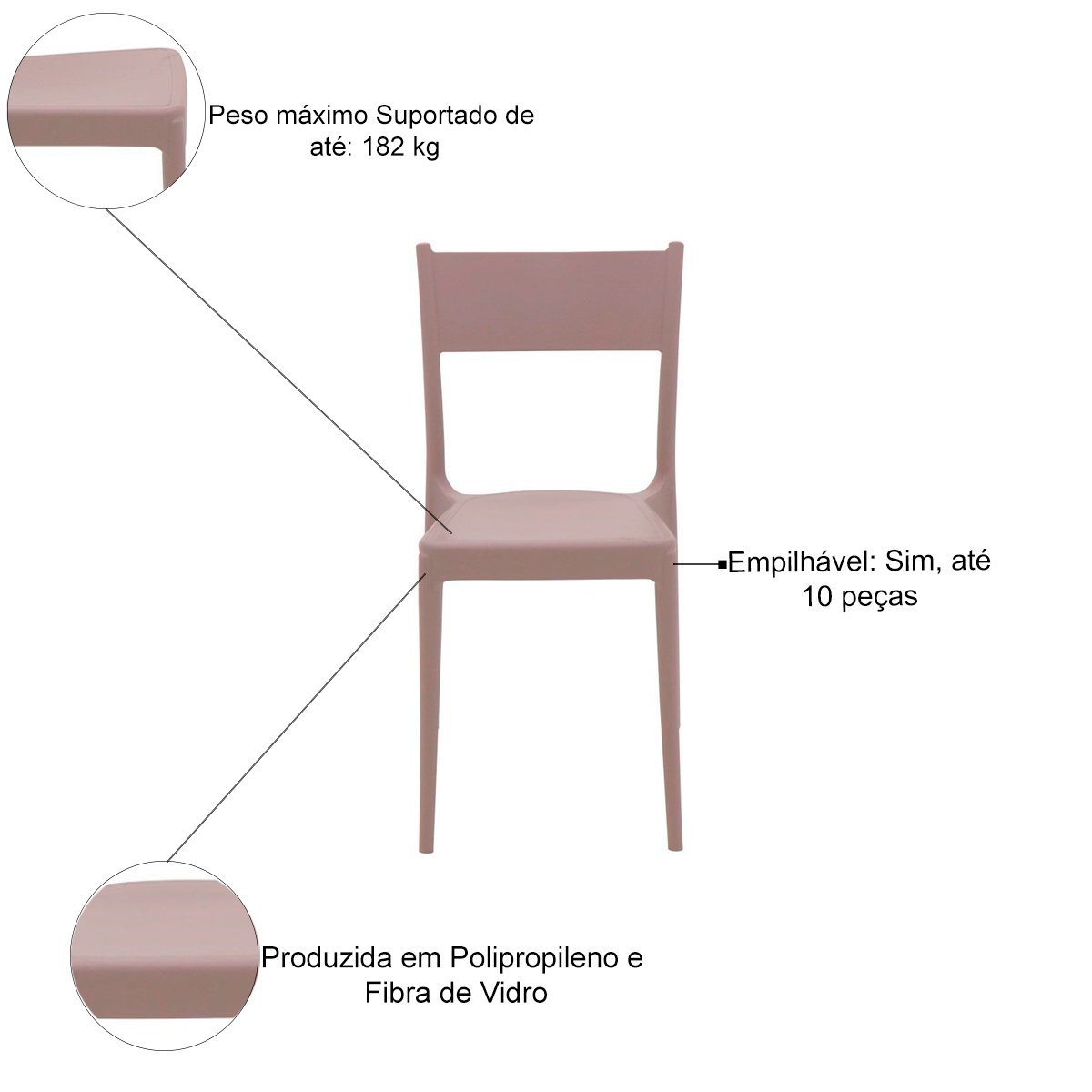 Conjunto 4 Cadeiras de Polipropileno e Fibra de Vidro Summa Eco Diana - Tramontina - Camurça 92030/4 - 4