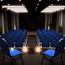 Ver imagem 3 de Kit 5 Cadeiras Hoteleiras Auditório Empilhável Linho M23 Azul - Mpozenato