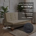 Ver imagem 2 de Sofá Cama Inteligente com USB e Entrada Tipo C Rubi sem Caixa Bicama Reclinável Linho Bege