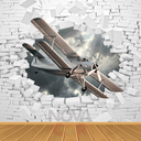 Ver imagem 3 de Papel de Parede Infantil Avião Parede Tijolinho 1m²