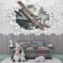 Ver imagem 1 de Papel de Parede Infantil Avião Parede Tijolinho 1m²