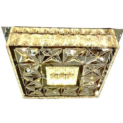 Lustre Plafon 24w Quadrado 35x35 Cristal Led Sobrepor 3000k Bivolt