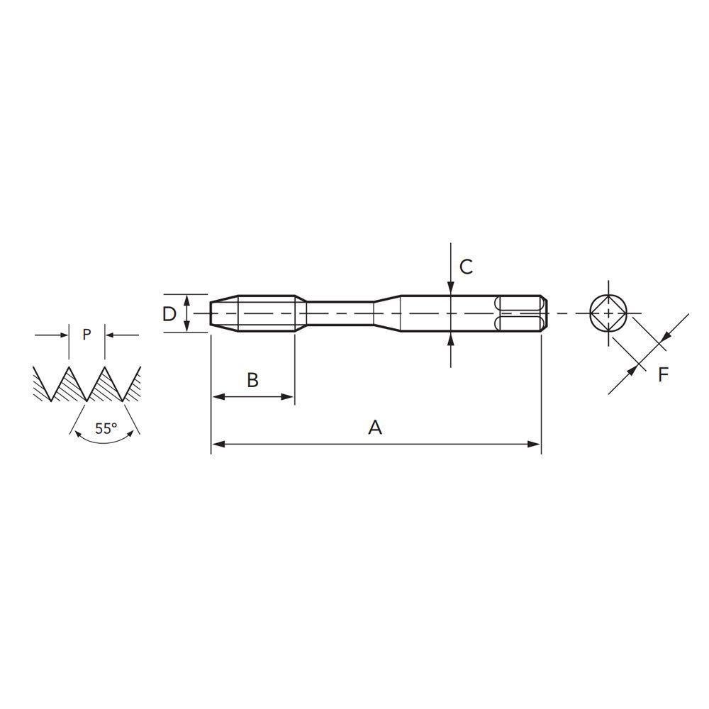 Macho para Máquina Hsse Bsw 3/16 X 24 Mt 290/3 - Din 2182 Tin - Osg - 2