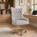 Ver imagem 1 de Cadeira Poltrona Home Office Helena Capitonê Base com Rodinhas Dourada