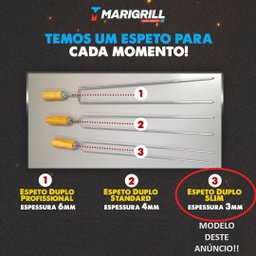 Kit 5 Espeto Duplo Slim Fino para Churrasqueira Churrasco - 3