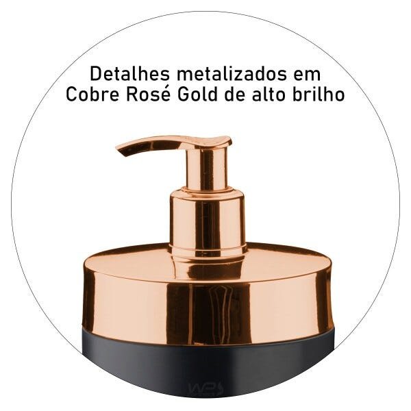Kit Cozinha Lixeira 2,5 Litros Rodinho de Pia Dispenser de Detergente Rosé Gold - Preto/Cobre - 3