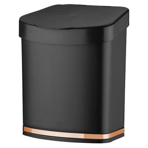 Lixeira de Pia 2,5 Litros Eleganza Detalhe Cobre Rosé Gold Cozinha - Preto/Cobre