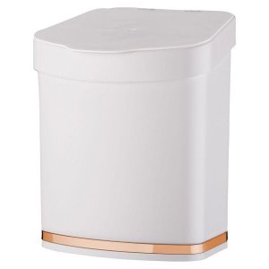 Lixeira de Pia 2,5 Litros Eleganza Detalhe Cobre Rosé Gold Cozinha - Branco/Cobre