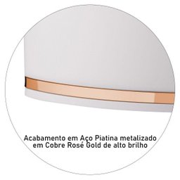 Lixeira de Pia 2,5 Litros Eleganza Detalhe Cobre Rosé Gold Cozinha - Branco/Cobre - 5