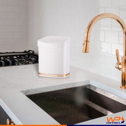 Lixeira de Pia 2,5 Litros Eleganza Detalhe Cobre Rosé Gold Cozinha - Branco/Cobre - 3