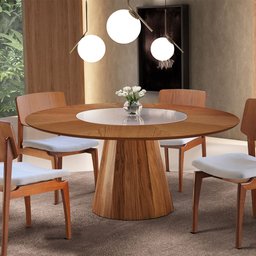 Mesa de Jantar Allure Cinamomo com Vidro 150cm Fabrispuma 150x150 - 4