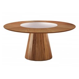 Mesa de Jantar Allure Cinamomo com Vidro 150cm Fabrispuma 150x150 - 1