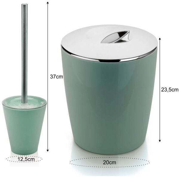 Kit Lixeira de Banheiro 5 Litros Porta Escova Sanitária - Verde claro - 4