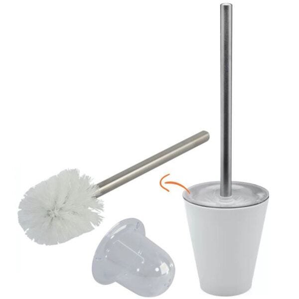 Kit Lixeira de Banheiro 5 Litros Porta Escova Sanitária - Branco - 2