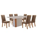 Ver imagem 5 de Mesa Isadora 6 Lugares MDF Cadeiras Lira Veludo Off White 180cm Moderna