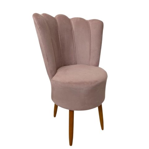 Cadeira Poltrona Decorativa Pétala Veludo Luxo Premium Pés Retrô Palito Sala e Quarto Rosê