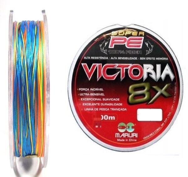 Linha Multifilamento Victoria 8X Multicolor 300m - 0.34MM 44LBS - 1