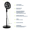 Ver imagem 2 de Ventilador de Coluna com Pé 40 cm Turbo 6 Pás 127V Silencioso 160W Grade Removível 3 Velocidades