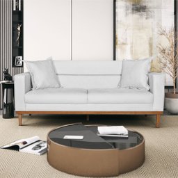 Sofá 2 Lugares Viena Suede - Doce Sonho Móveis Sofá 2 Lugares Sofás Branco - 2