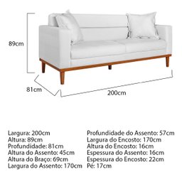 Sofá 2 Lugares Viena Suede - Doce Sonho Móveis Sofá 2 Lugares Sofás Branco - 4