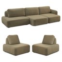 Ver imagem 1 de Conjunto Sala de Estar 1 Sofá Retrátil Modulado 372cm e 2 Poltronas Santiago Bouclê Castor G89 - Gra